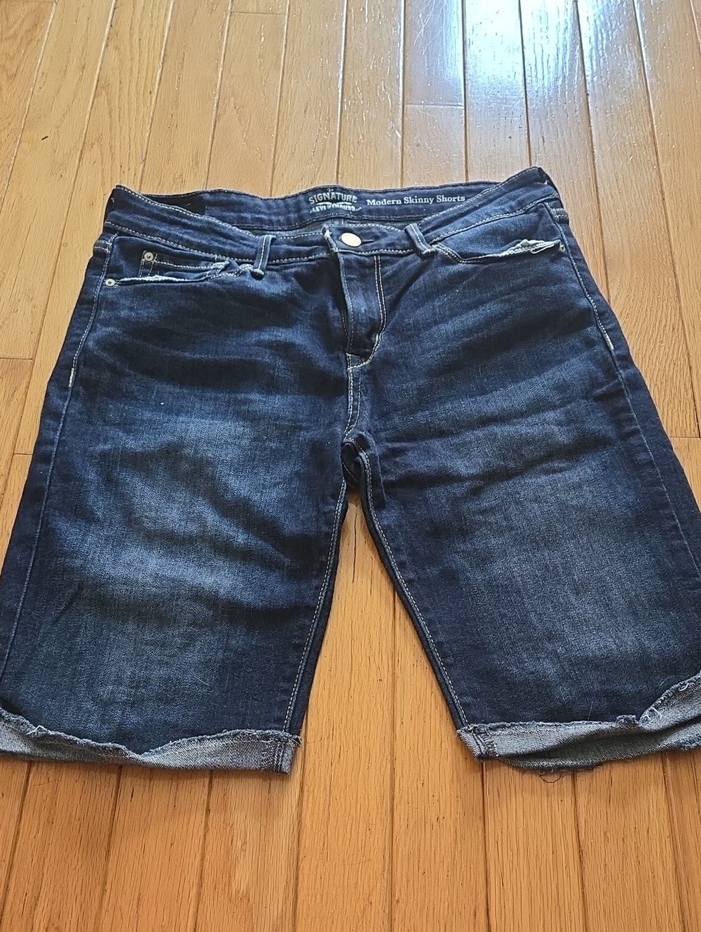 Signature by Levi Strauss Dark Blue Denim Women's Shorts